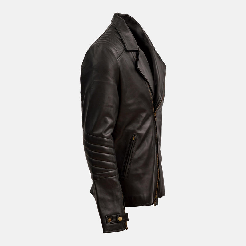 Garmush Black Leather Moto Jacket