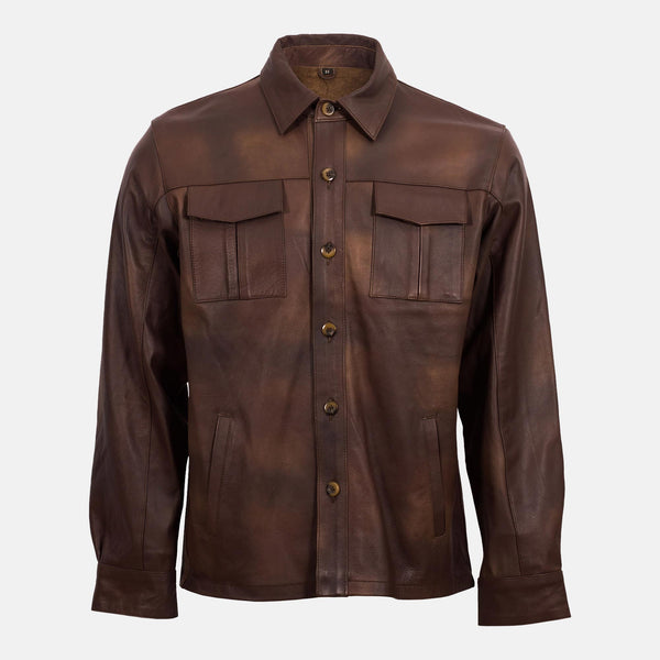 Men's Classic Brown Leather Shirt