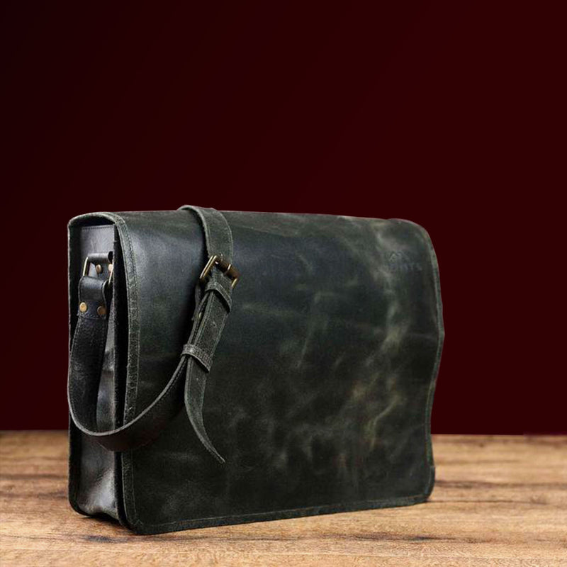 Olive Green Leather Briefcase