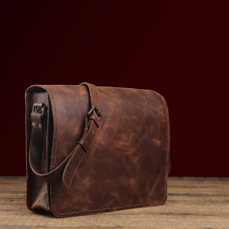 Vintage Brown Leather Messenger