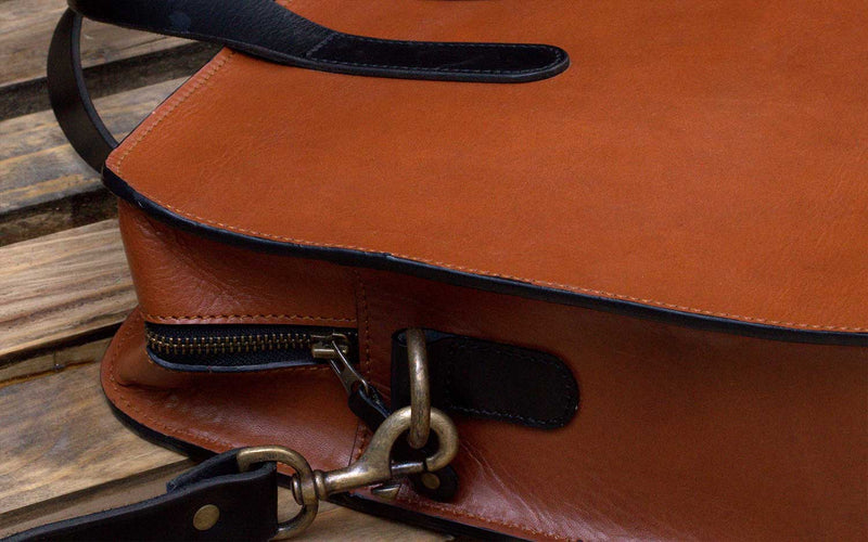 Tan Leather Satchel Handbag