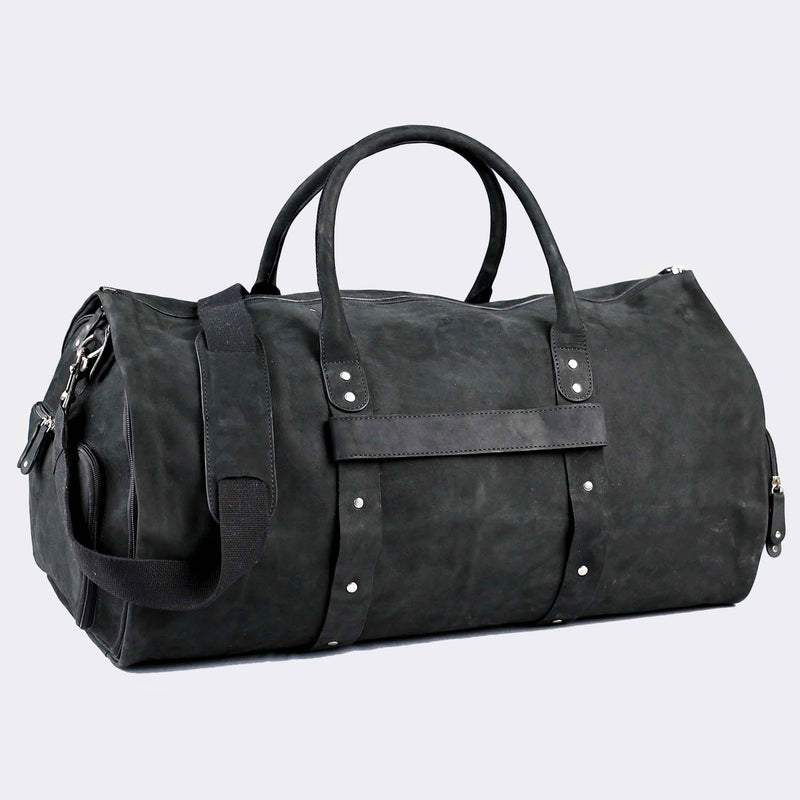 Leather Duffle Bag with Shoe Compartment