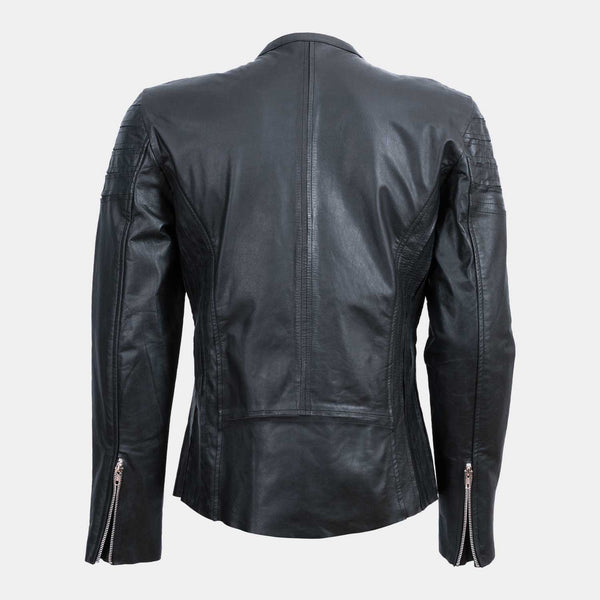 Men's Leather Collarless Jacket
