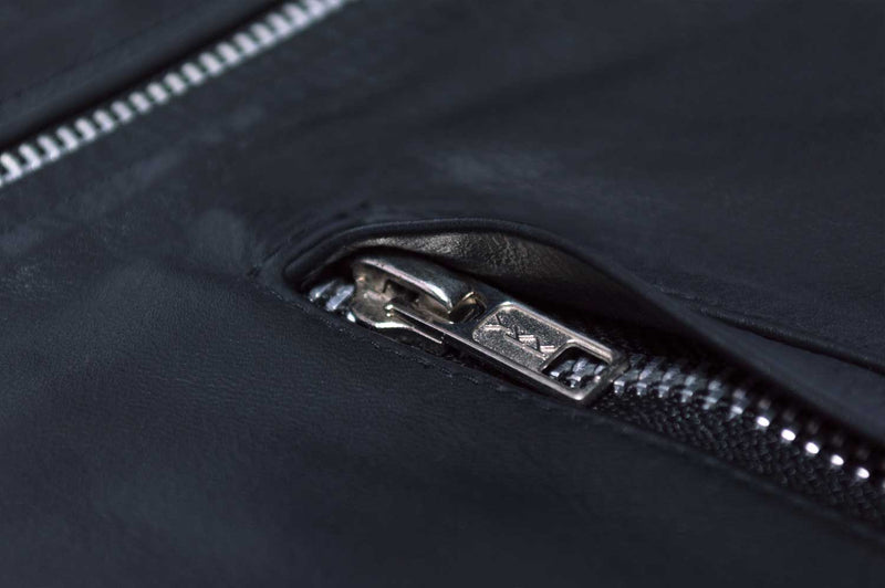 Black Leather Collarless Jacket
